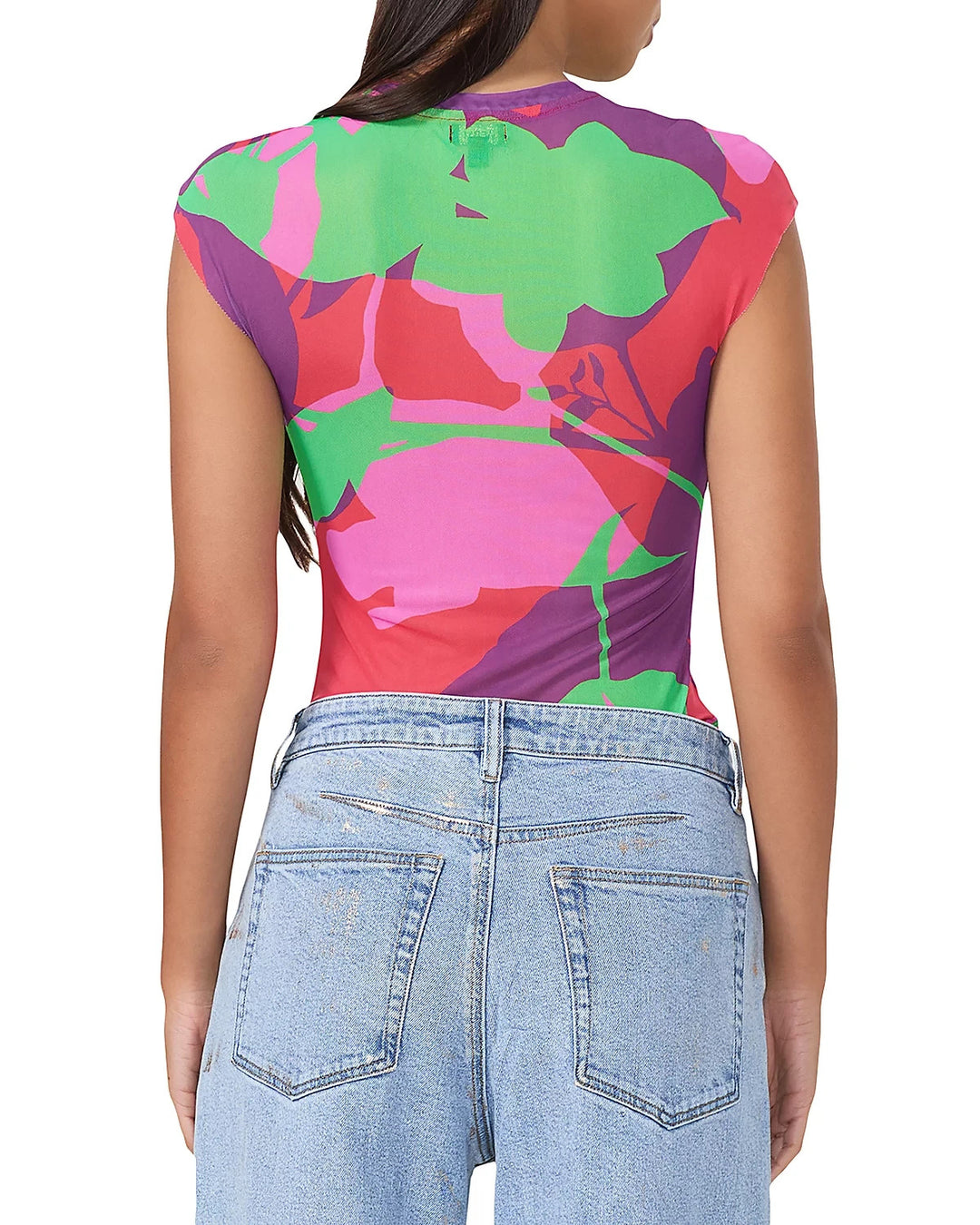 AFRM Nina Printed Cap Sleeve Tee MSRP $38
