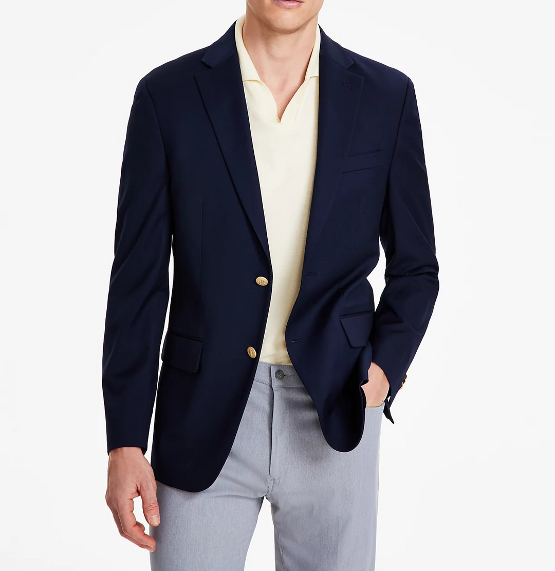 Tommy Hilfiger Men's Modern-Fit Solid Navy Blazer MSRP $295