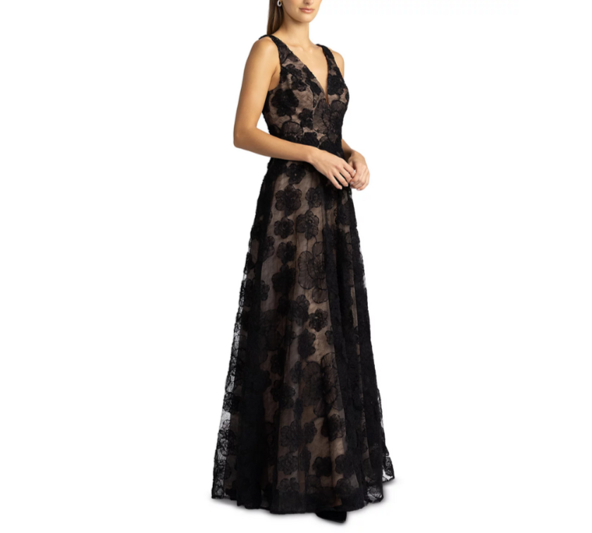 Zac Posen Textured Floral Gown MSRP $750