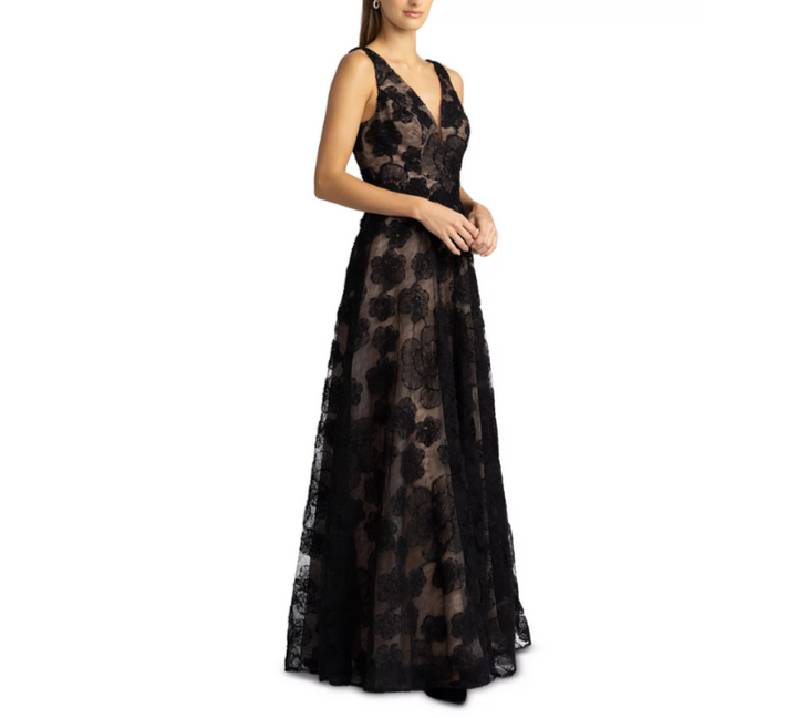 Zac Posen Textured Floral Gown MSRP $750