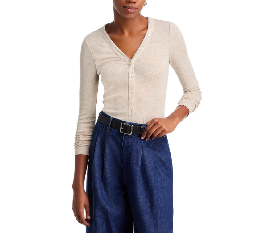 FRAME Slinky Henley Top MSRP $188