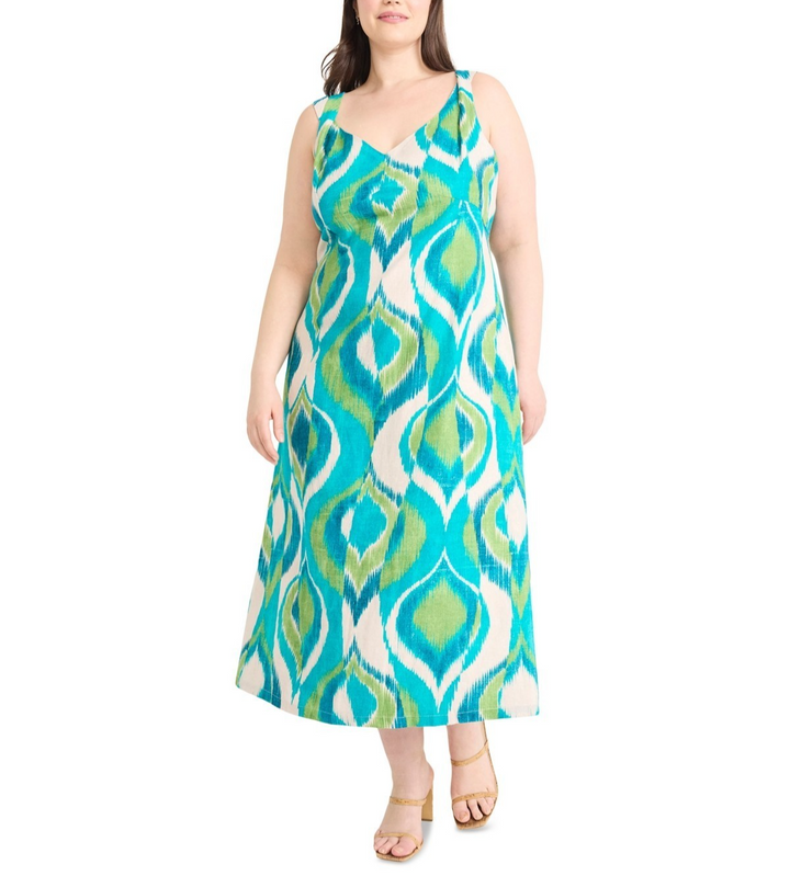 Maggy London Plus Size Printed Double-Strap Midi Dress MSRP $168