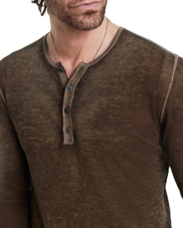 John Varvatos Christie Reversible Regular Fit Long Sleeve Silk Henley MSRP $448