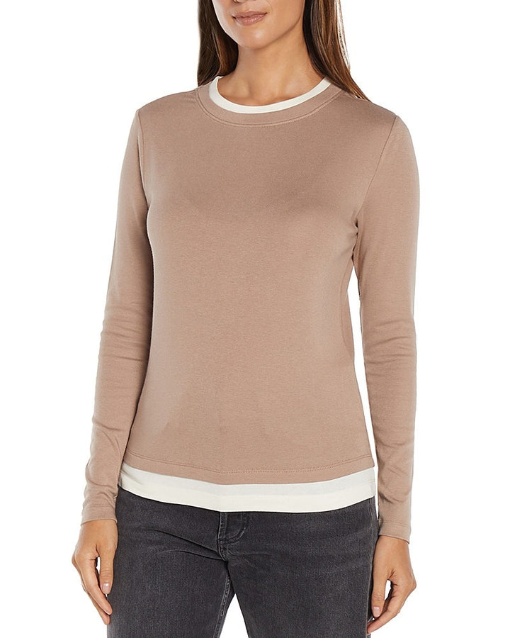 Three Dots Veronica Layered Long Sleeve Tee MSRP $68