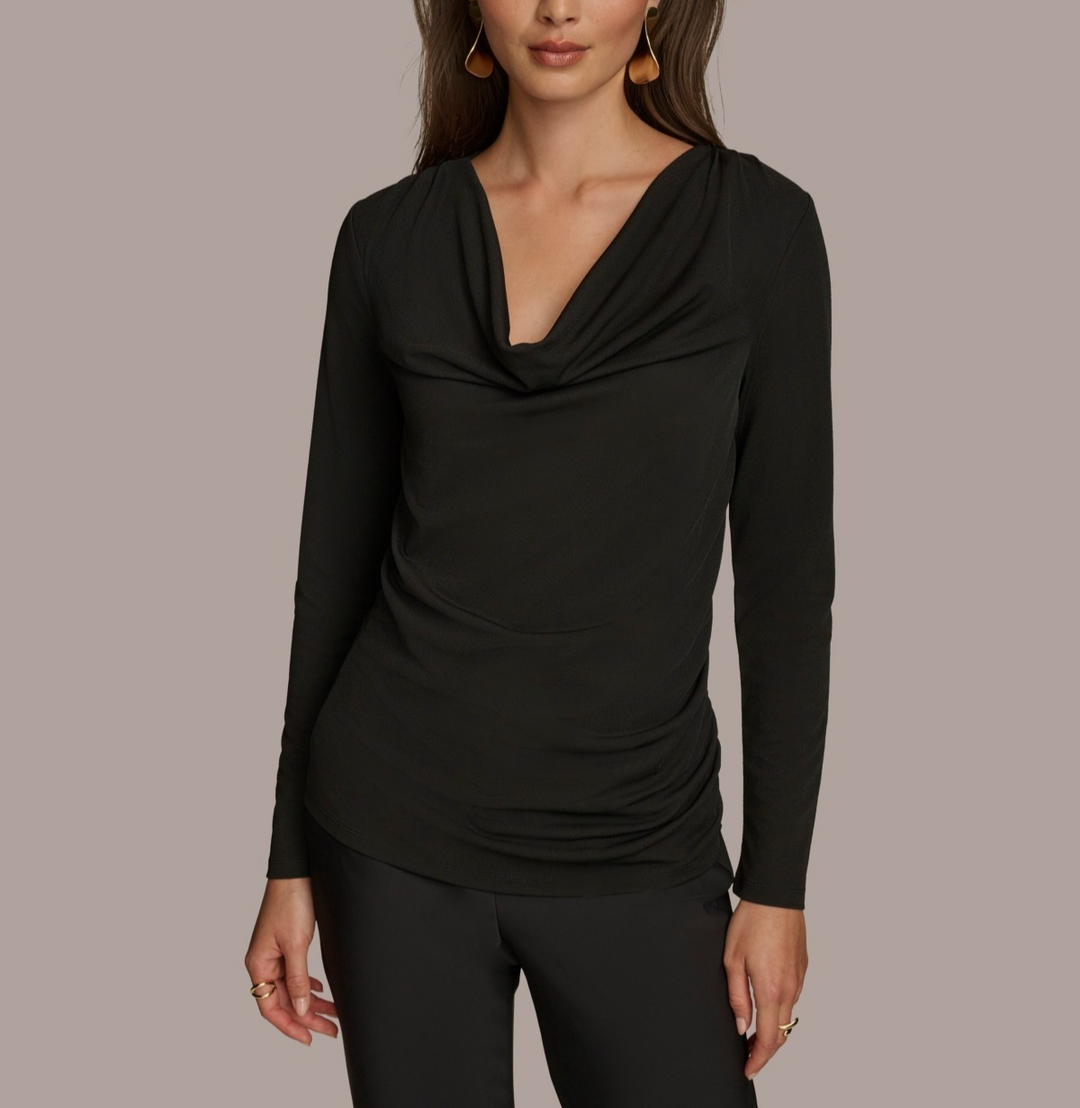 Donna Karan New York Donna Karan Women's Long-Sleeve Cowl-Neck Blouse MSRP $89