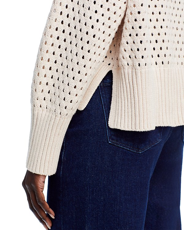 FRENCH CONNECTION Nini Crochet Long Sleeve Cotton Pullover Sweater MSRP $118