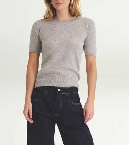 C by Bloomingdale's Short-Sleeve Cashmere Sweater MSRP $148