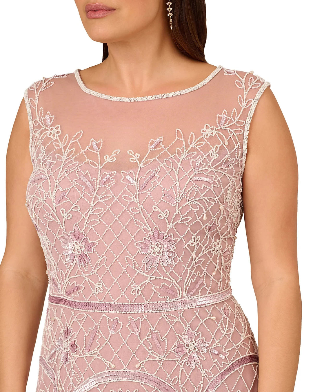 Adrianna Papell Plus Size Beaded Midi Dress MSRP $349