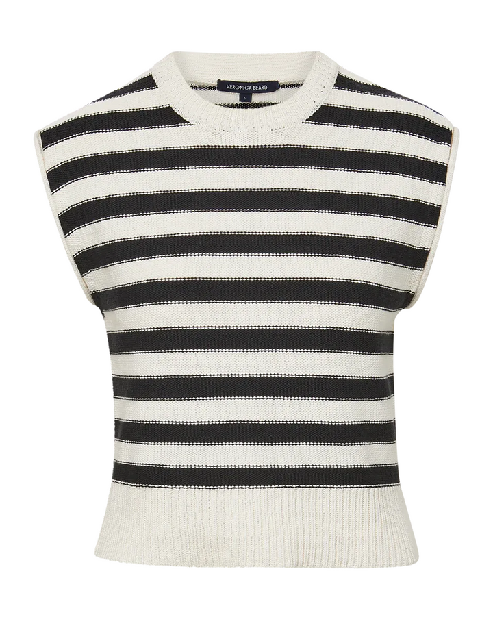Veronica Beard Vera Cotton Tank Off-White Black MSRP $298
