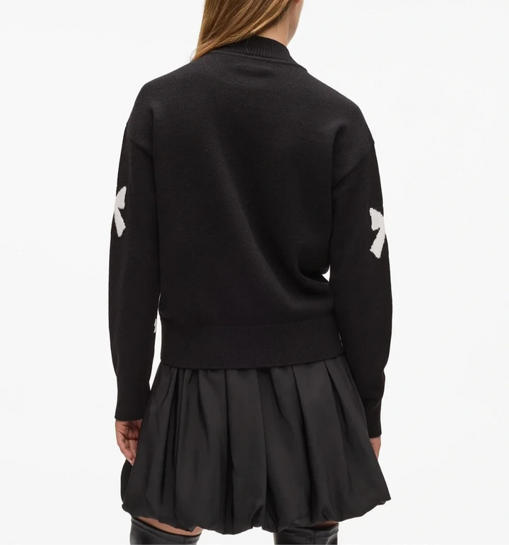 Karl Lagerfeld Paris 3D Bow Mock Neck Sweater MSRP $109
