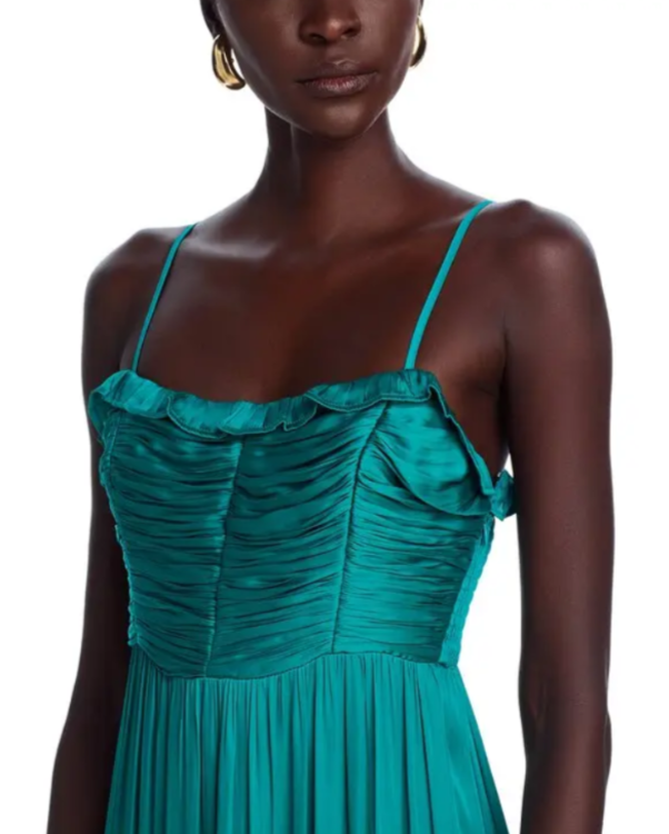 AQUA Ruffled Satin Maxi Dress MSRP $118
