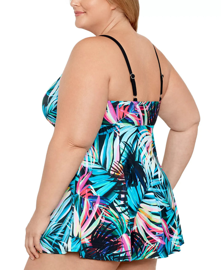Swim Solutions Plus Size Tummy Control Empire Swimdress MSRP $122