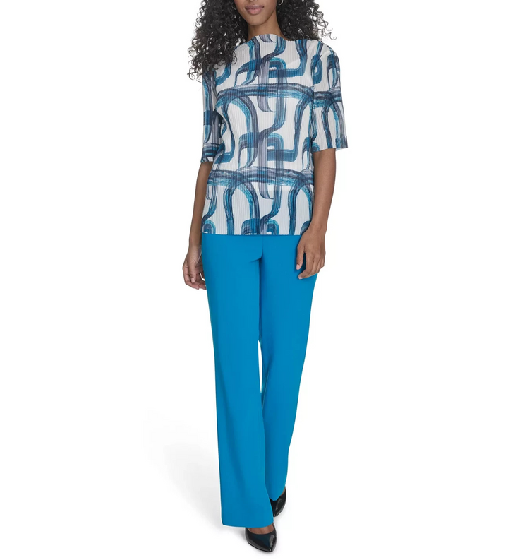Calvin Klein Women's Printed Mesh Blouse MSRP $79