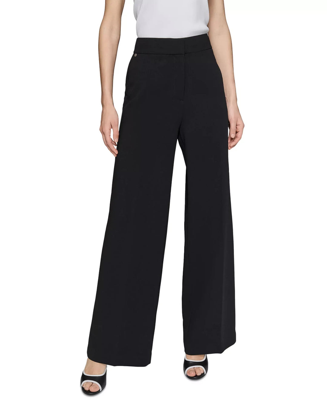 KARL LAGERFELD PARIS Essential Wide Leg Pants MSRP $109