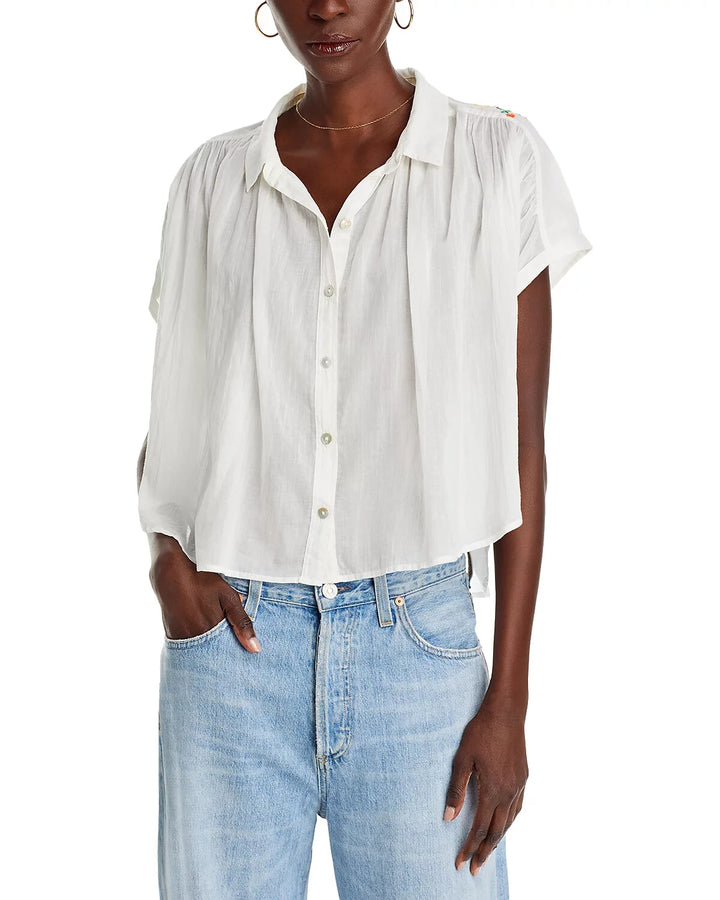 MOTHER The Gather It Up Button Front Top MSRP $208