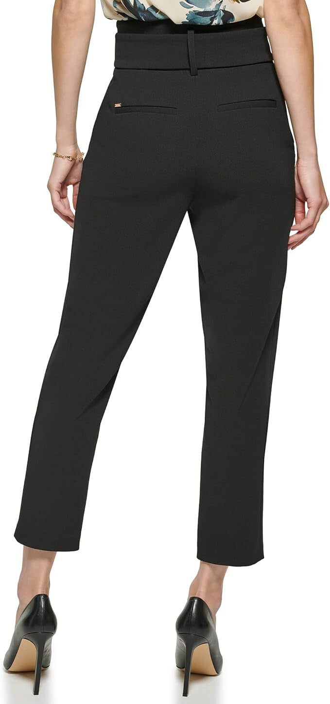 DKNY Tie-Waist High-Rise Straight-Fit Pants MSRP $99