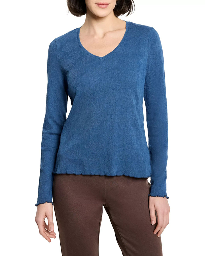 NZT BY NIC+ZOE Lace Knit V Neck Tee MSRP $118