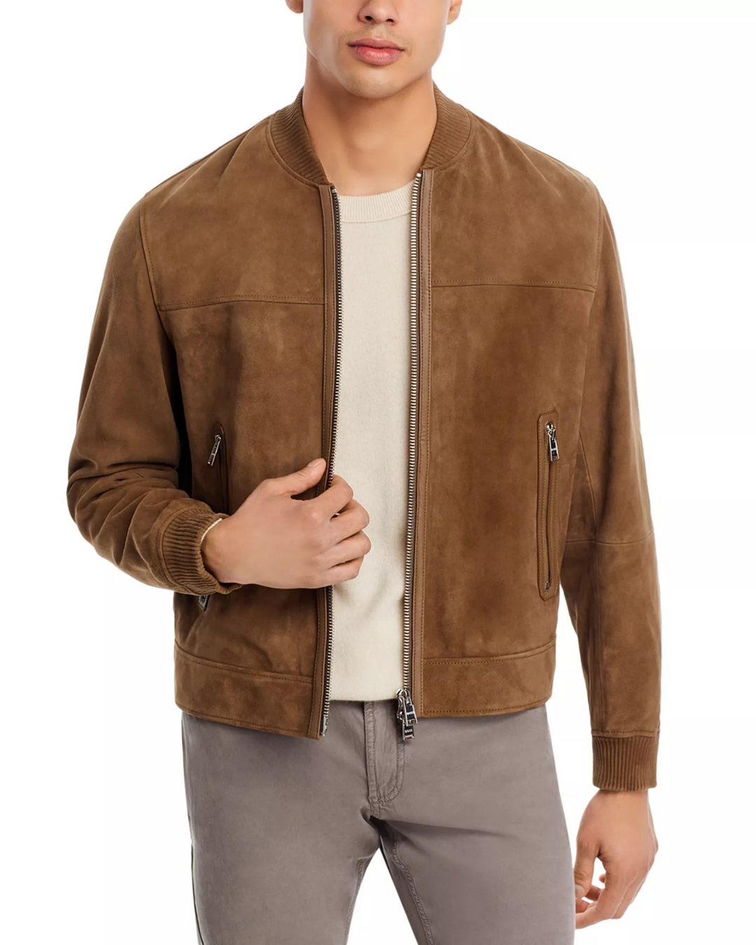 BOSS Malbano Suede Bomber Jacket MSRP $645