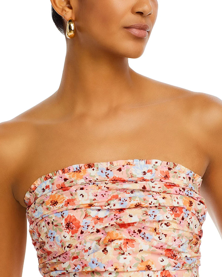 AQUA Floral Strapless Mini Dress MSRP $98