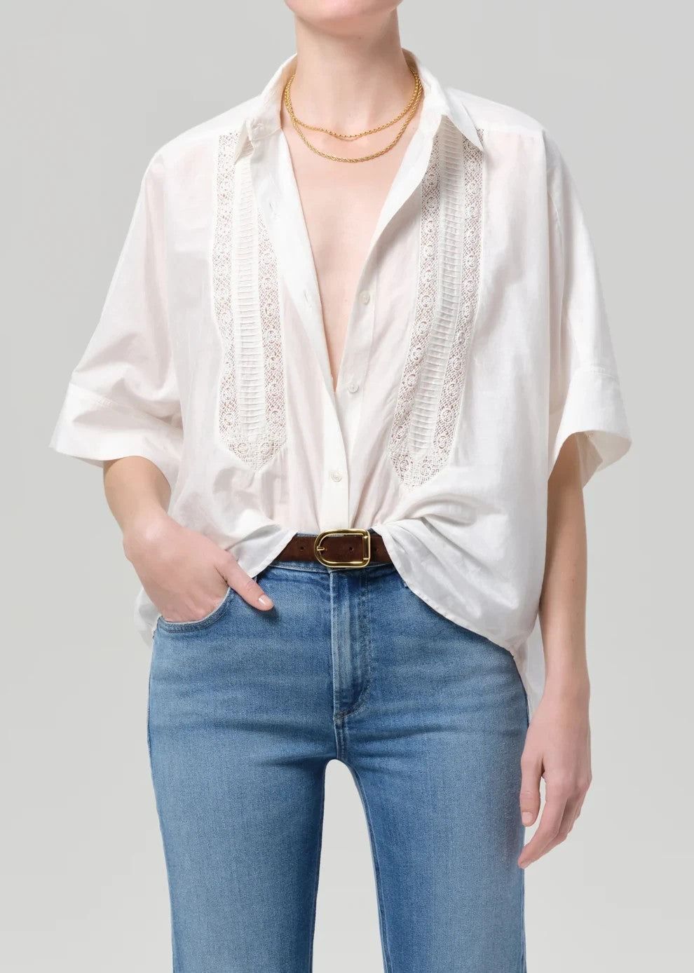 Citizens of Humanity Claire Lace Trim Shirt MSRP $268