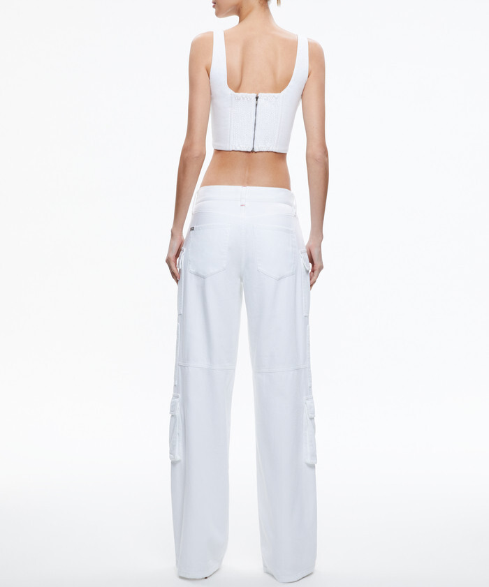 Alice + Olivia Cay Baggy Cargo Wide Leg Jeans MSRP $395