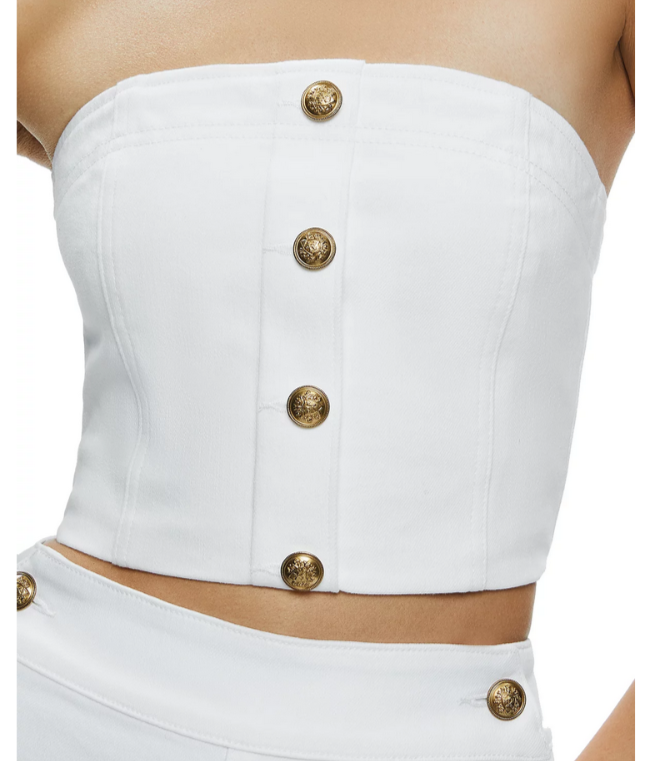 Alice and Olivia Strapless Denim Cropped Top MSRP $265