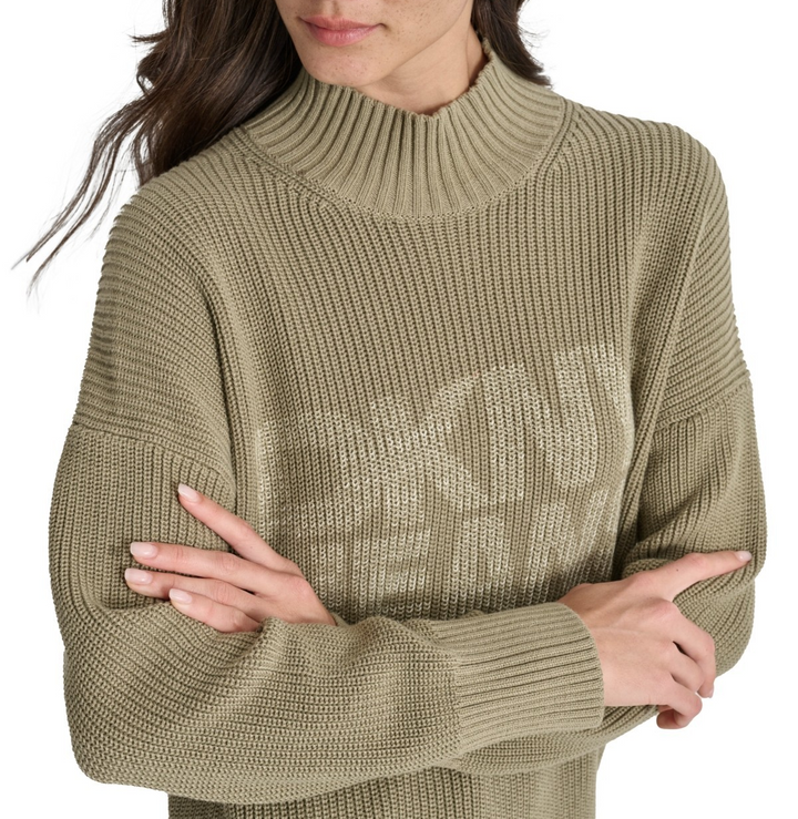 DKNY Jeans Women's Mock Neck Logo Sweater MSRP $89