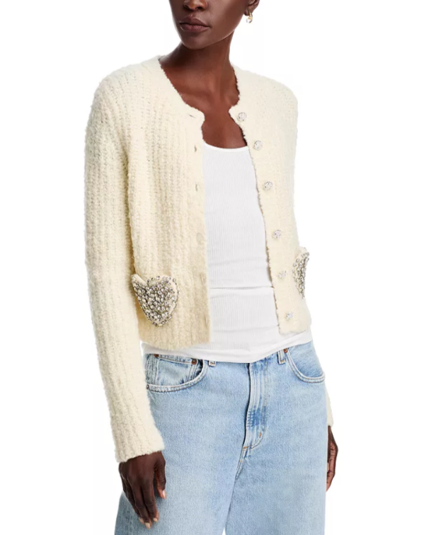 LoveShackFancy Leocadia Embellished Button Front Cardigan MSRP $445