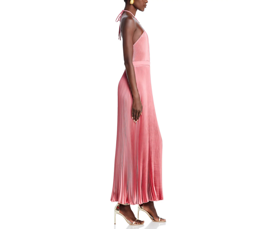 L'IDEE Cheri Pleated Halter Gown MSRP $455