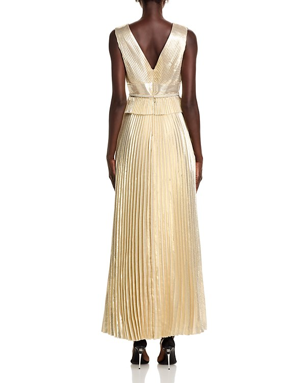 Self-Portrait Metallic Pleated Gown MSRP $585