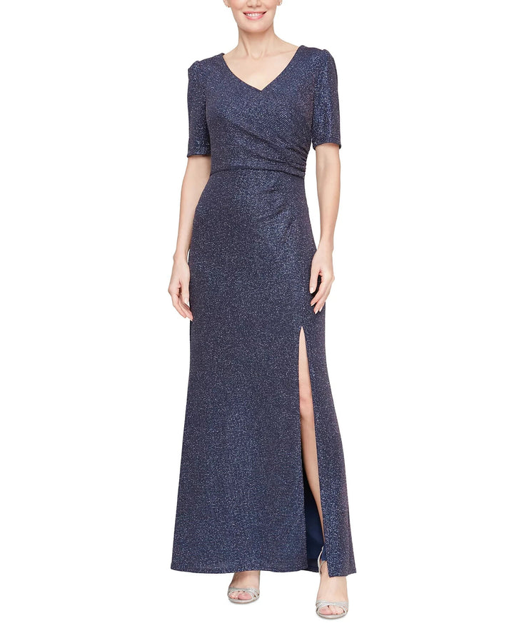 Alex Evenings Metallic Elbow-Sleeve Gown MSRP $199