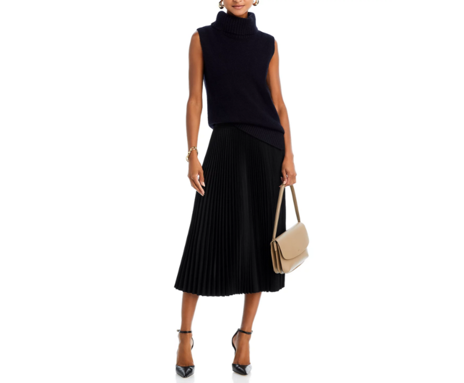 Theory Wool Pleated Midi Skirt MSRP $475