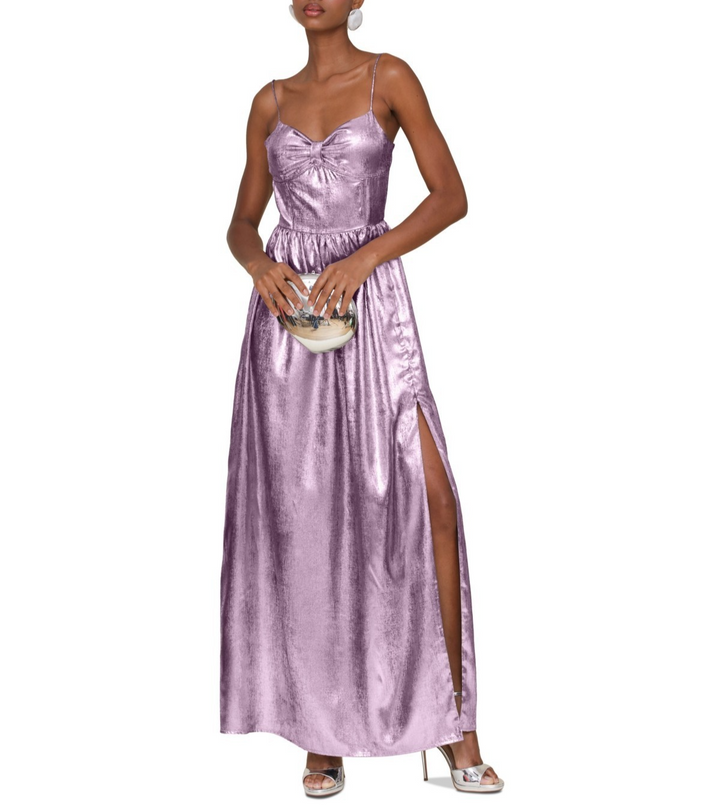 Avec Les Filles Women's Metallic Foiled Sleeveless Maxi Dress MSRP $188 BLM