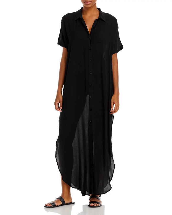 AQUA Swim Button Front Maxi Swim Cover-Up MSRP $88