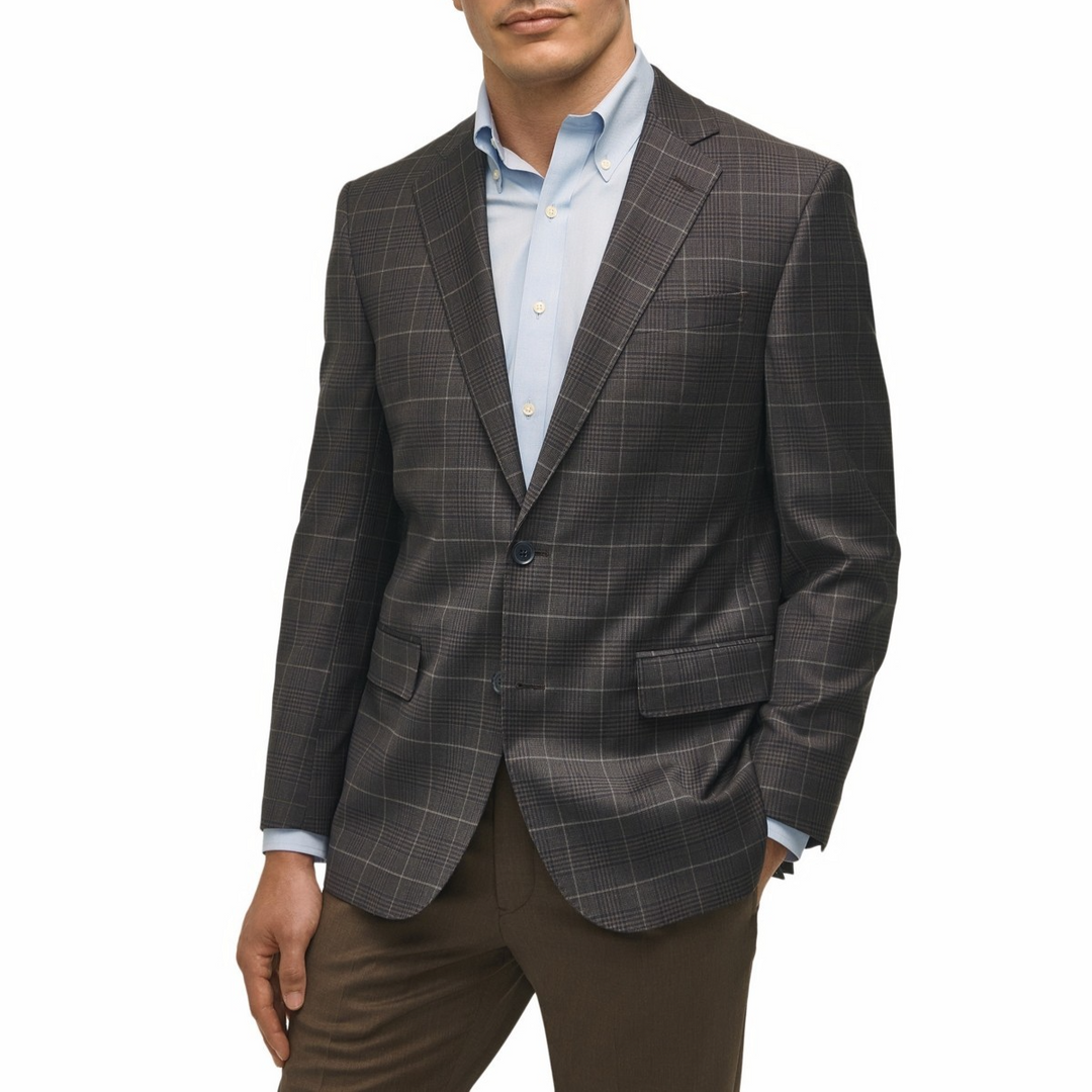 B By Brooks Brothers Classic-Fit Wool-Blend Plaid Sport Coat MSRP $375