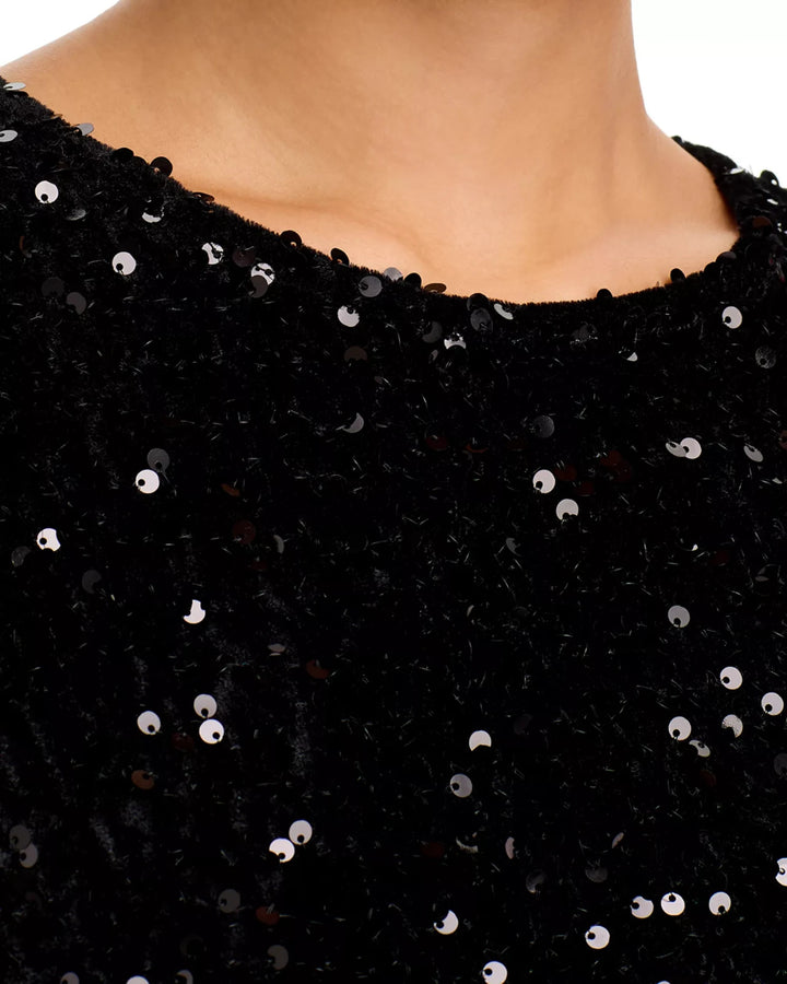 STEVE MADDEN Cressa Sequined Velvet Top MSRP $69