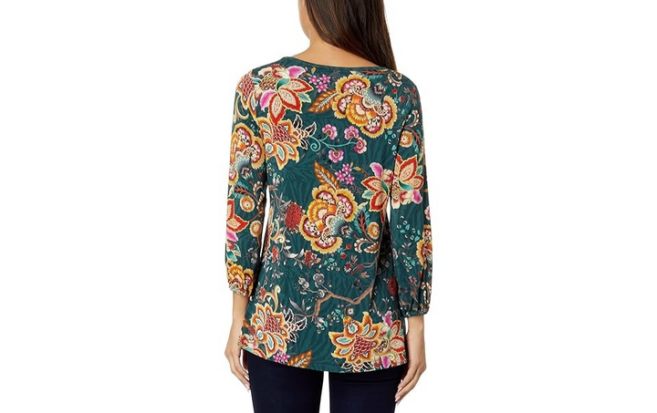 Johnny Was Orizaba Printed Puff Sleeve Top MSRP $138