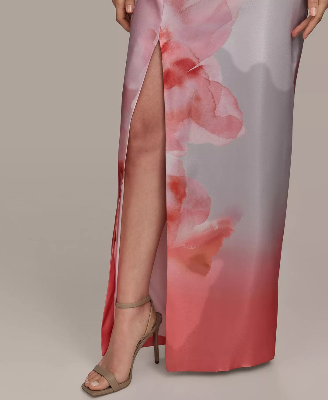 Donna Karan New York Women's Printed Bow Strapless Gown MSRP $299