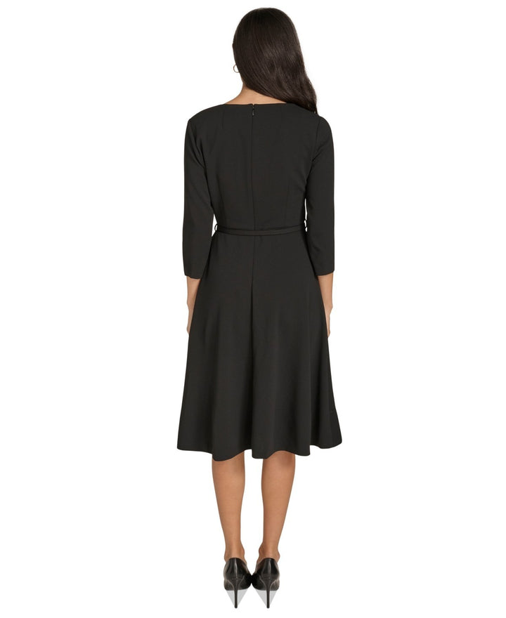 Calvin Klein Women's Asymmetric-Neck Belted Dress MSRP $149