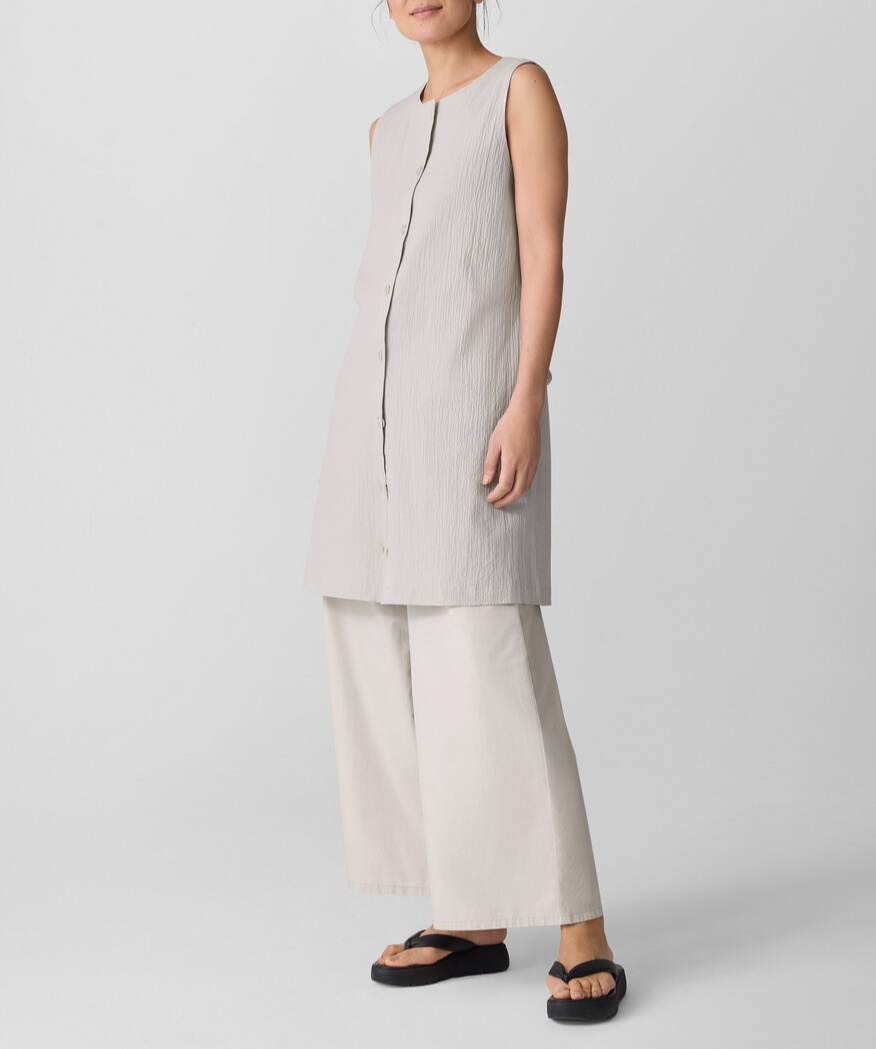EILEEN FISHER Organic Cotton Pucker Long Vest MSRP $168