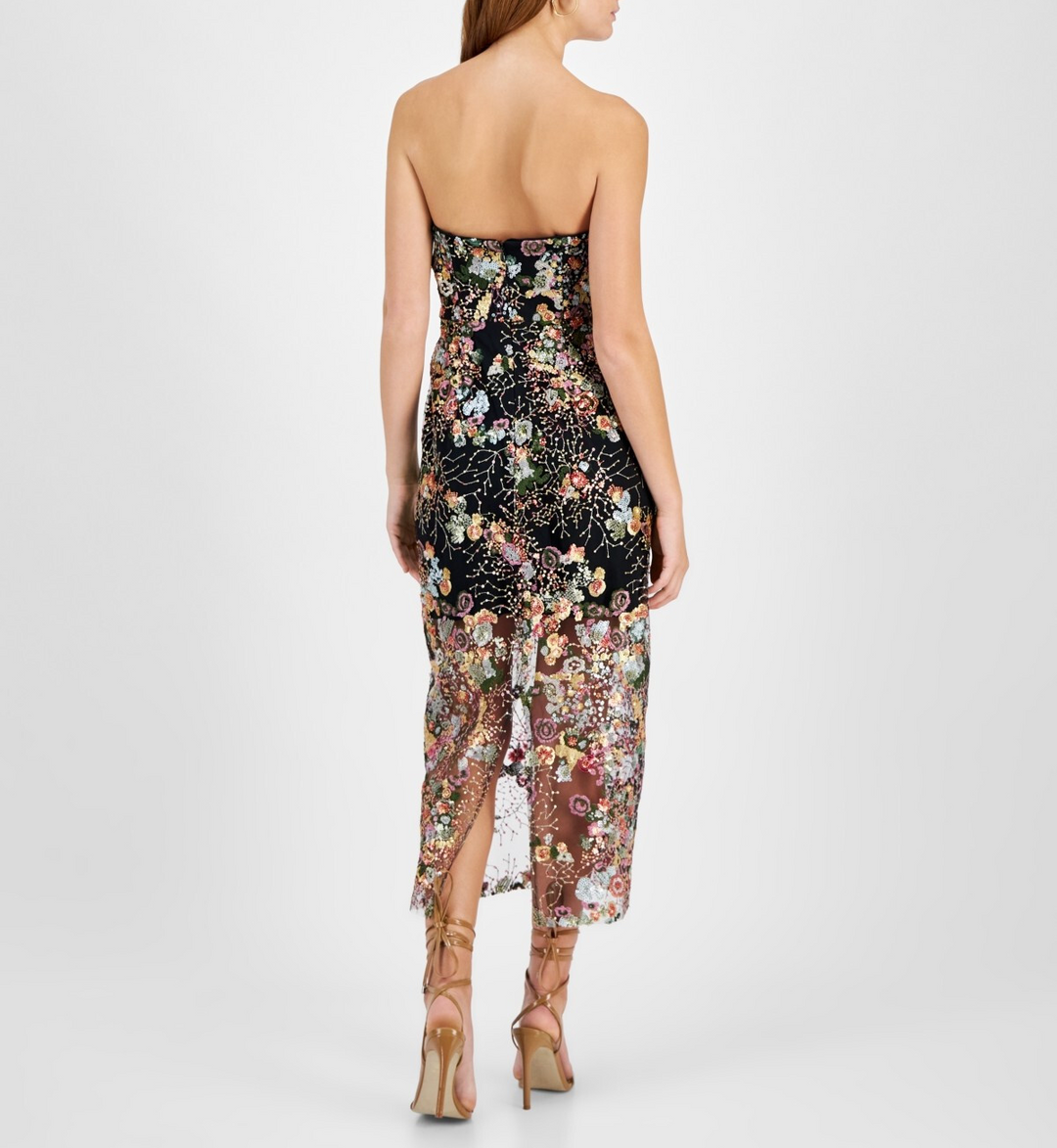 Sam Edelman Sequined Strapless Midi Dress MSRP $168
