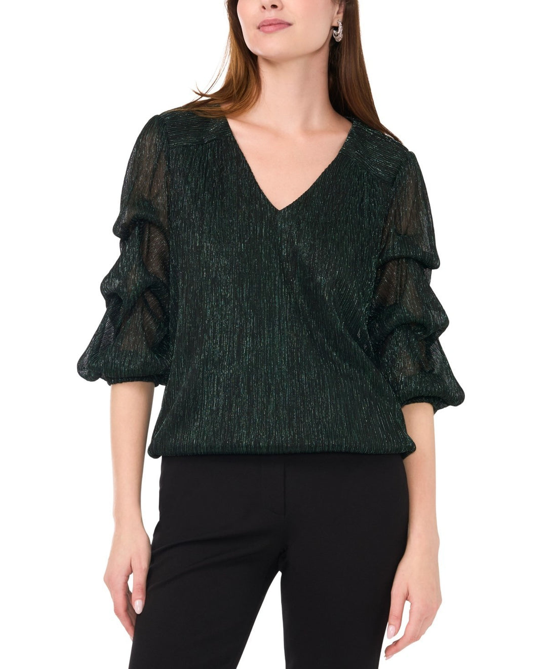 MSK Petite Metallic Lantern-Sleeve Top MSRP $69