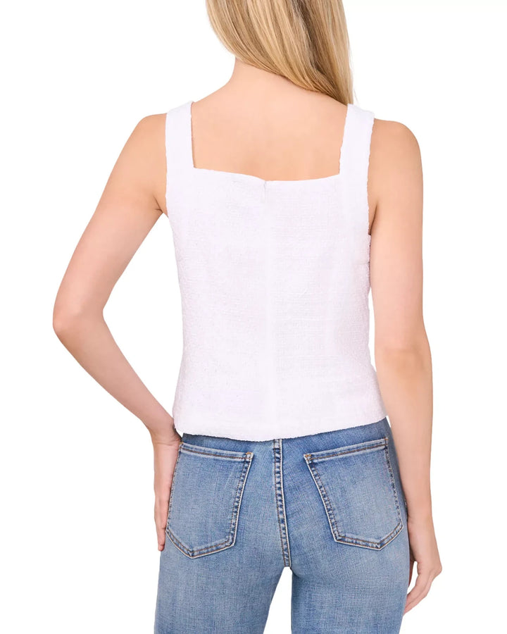 CeCe Tweed Square Neck Top MSRP $89