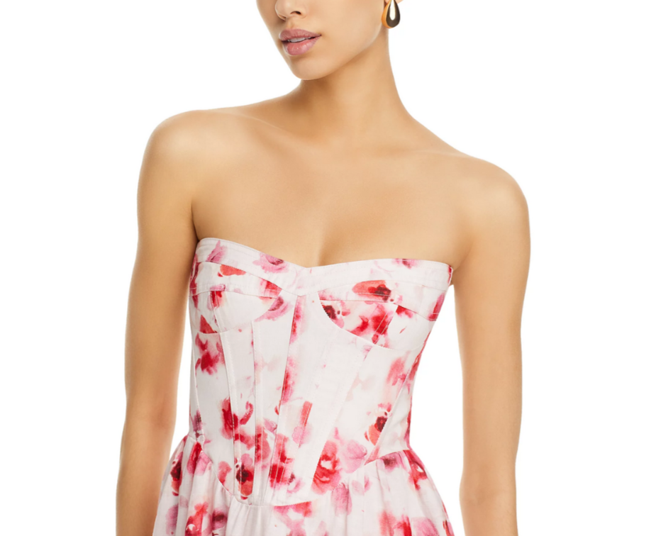 Bardot Lola Corset Floral Print Midi Dress MSRP $169