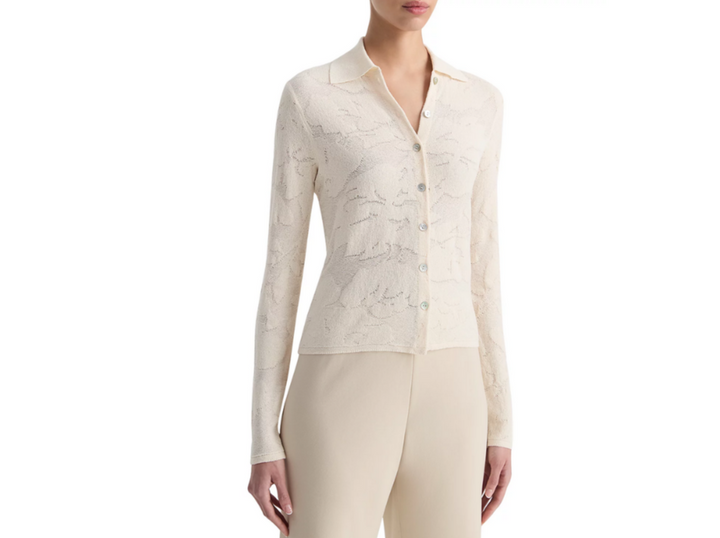 Vince Textured Floral Knit Cardigan MSRP $345