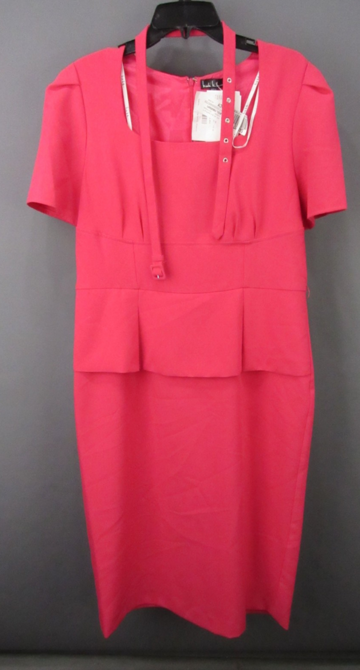 Nicole Miller Peplum Belted Portrait Neckline Dress Size 14 # 3A 2928 New