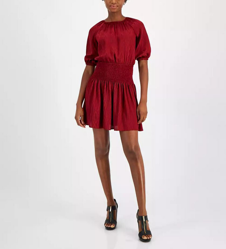MICHAEL Michael Kors Satin Smocked Mini Dress MSRP $165