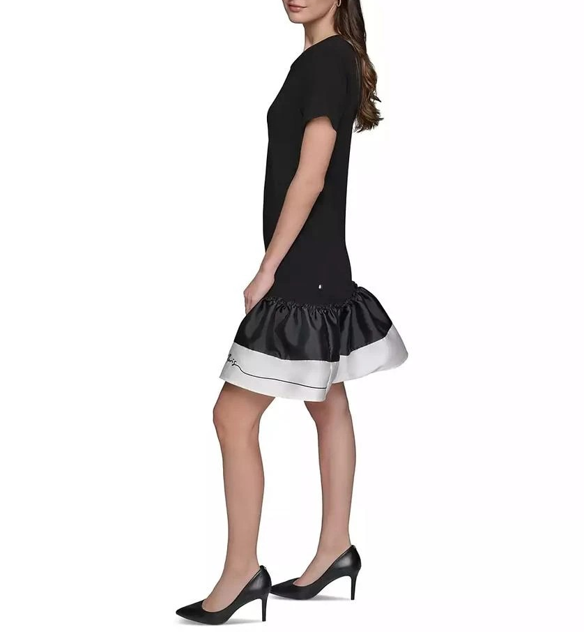 KARL LAGERFELD PARIS Women's Embroidered-Script T-Shirt Dress MSRP $129