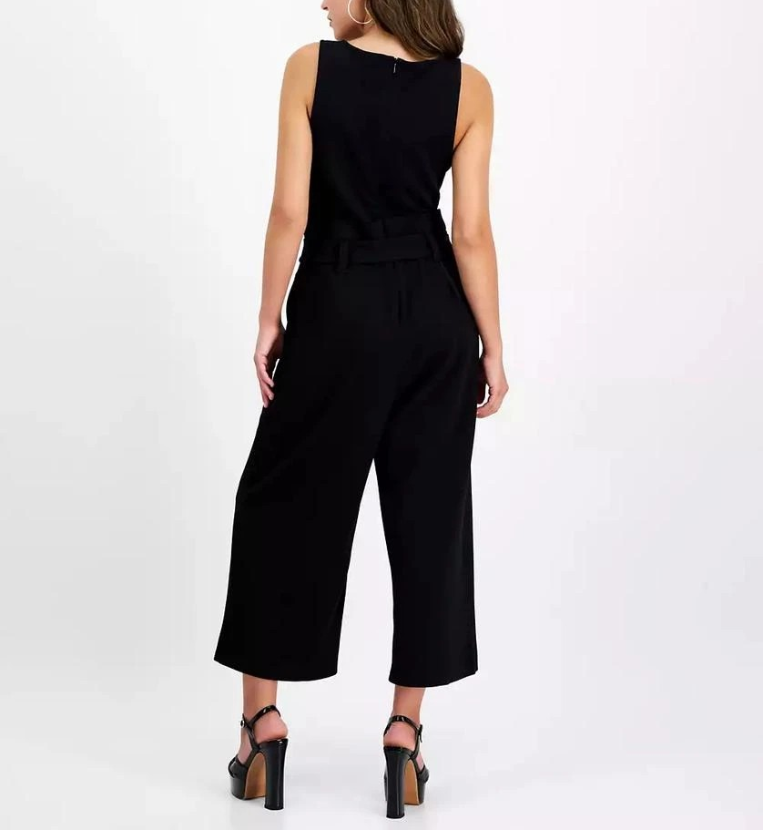 Bar III Petite Women's Sleeveless Crewneck Tie-Waist Jumpsuit MSRP $59