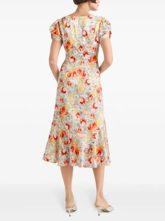 Cinq à Sept Walker Floral-Print Midi Dress MSRP $395